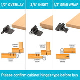 3/8 Inset Cabinet Hinges Black (15 Pairs -30 Pack) Matte Black Self Closing Cupboard Hinges for Kitchen/Bathroom/Furniture Cab