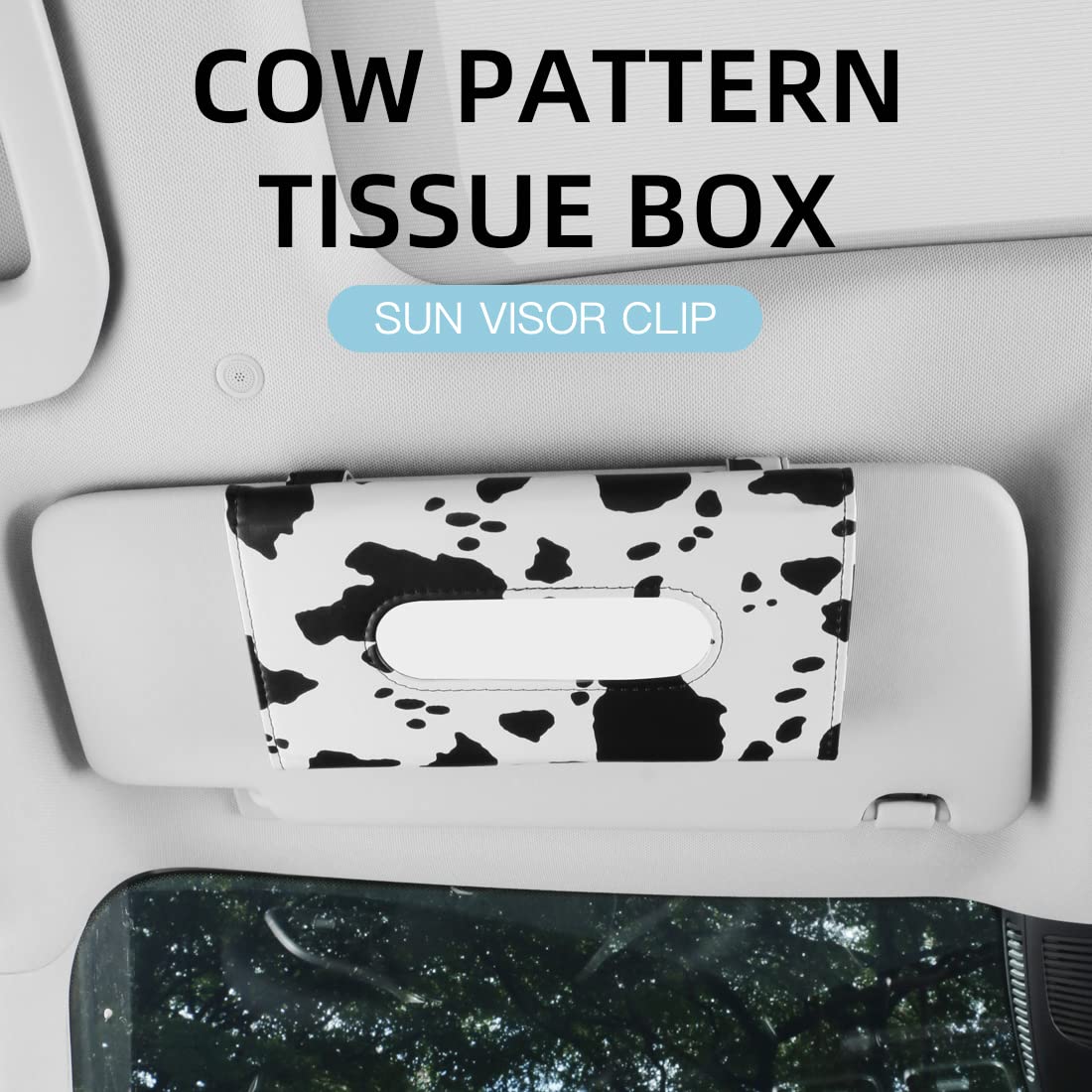 Cow Print Car Accessories for Women, Premium Tissues Box, Tissue Holder for Truck, Universal Napkin Dispenser for SUV, Car Tissu