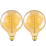 Leools Vintage LED Spiral Filament Bulb G125 Dimmable Flick-Free 6W CRI95 LED Edison Globe Light Bulb E26 Base,Amber Glass,Warm 