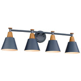 FEMILA 4-Light Bathroom Light Fixtures, Farmhouse Modern Vanity Lights Wall Lamp with Hammered Metal Shade Finish, Dark Blue, 4F
