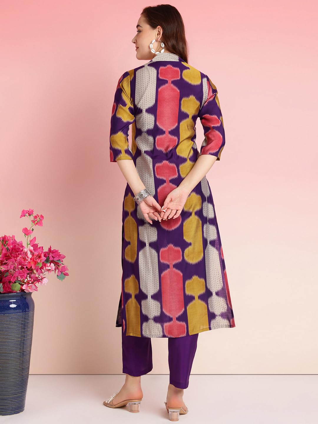 Gosriki Women'S Rayon Blend Straight Printed Kurta With Pant (Surdas Begani-Gs_L_Begani_Large),Begani,,B0DRNL5WGD
