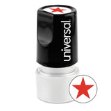 Universal OneColor Round Message Stamp, STAR, PreInked/ReInkable, Red, EA UNV10081