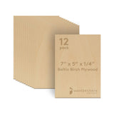 6 mm Baltic Birch Plywood 1/4 x 5 x 7 Inch, Pack of 12 B/BB Grade Craft Wood, Stronger Than Basswood Sheets, for Laser, CNC Cutt