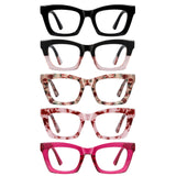 XXZQRYHN Oprah Reading Glasses for Women-5 Pack Blue Light Blocking Square Fashion Readers with Spring Hinge Computer Eyeglasses