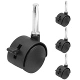 suiwotin 4pcs 1.5 Inch Swivel Caster Wheels, M8 Grip Neck Stem Caster Wheels with Brake, Heavy Duty Casters, Black Nylon Wheel R