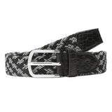 Louis Stitch MenS Midnight Black Braided Elastic Stretch Belt With Leather Tipped End Stretchable Canvas Waist Band For Men Wom