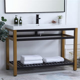 Elegant Decor Raya 48 Single Resin Top Metal Bathroom Vanity In Gold And Black