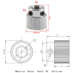 15Pcs Extruder Wheel Gear 3D Printer Parts 36 Teeth Gear Stainless Steel Extruder Gear Compatible for CR-10, CR-10S, S4, S5, End