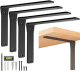 4 Pack Heavy Duty Shelf Brackets 10 Inch by Balin Designs - Decorative L Bracket for Shelves, Metal Shelf Support Bracket, Wall 