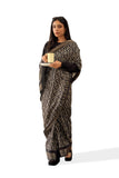 Womanista Womens Block Print Polycotton Ready to Wear Saree (TI5140_Black)
