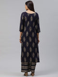 Gosriki Women'S Rayon Regular Kurta And Palazzo (Prush-Navy-Newone_L-Go_Dark Blue_Large),Dark Blue,,B08VW3WZJ2