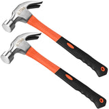 2pcs 24oz Claw Hammer, Straight Rip Claw Hammer, Fiberglass General Purpose Hammer with Smooth Face & Non-slip Grip