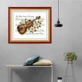 Myaddiction PrePrinted Violin Note Flower Cross Stitch Kit Needlecrafts 32 X 24Cm 11Ct