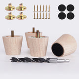 PBUY 2 Inch Small Unfinished Rubberwood Furniture Legs Set of 4 - Short Solid Wood Legs Replacement for Ottoman & Bench,Couch & 