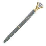 Ballpoint Pens Retractable Metallic Gold and Gray Polka Dot Gem Top Love Ballpoint Ink Pens, Pack of 2, 5 1/2 Inch