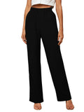 Toplot Womens High-Waisted Trousers | Tailored Wide-Leg Pants | Casual & Formal Wear | Chic And Elegant Look (Women-Trouser-5230-Black-36),Black,36,B0DWMLP7YF