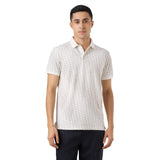 Pepe Jeans Men Ecru Abstract Print Short Sleeve Stretch Polo