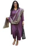 Gosriki Women'S Rayon Blend Straight Solid Kurta With Pant & Dupatta (Rozana Wine-Gs_Xl_Wine_X-Large),Wine,,B0DNBCHSYN