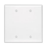 Leviton 80525W 2Gang No Device Blank Wallplate, Midway Size, White