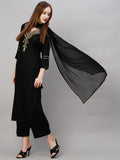 Gosriki Women'S Cotton Blend Floral Straight Kurta With Pant & Dupatta (Dacia-Gs_Black_X-Large),Black,,B0CGD61QZQ