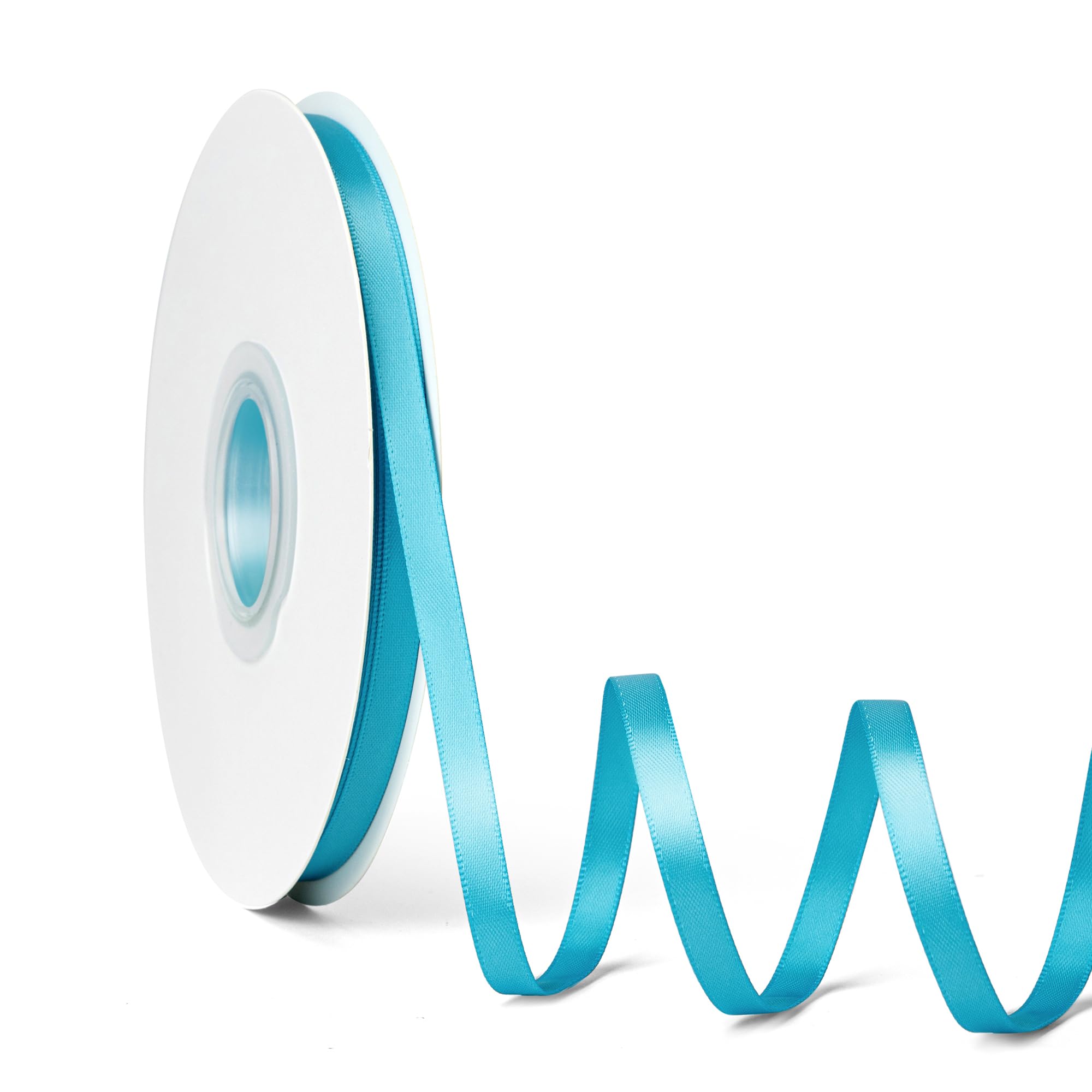 Laferri Turquoise Blue Satin Ribbon,1/4 X 50 Yards,Double Faced Thin Fabric Ribbon Use for Gift Wrapping DIY Craft Floral Bouque