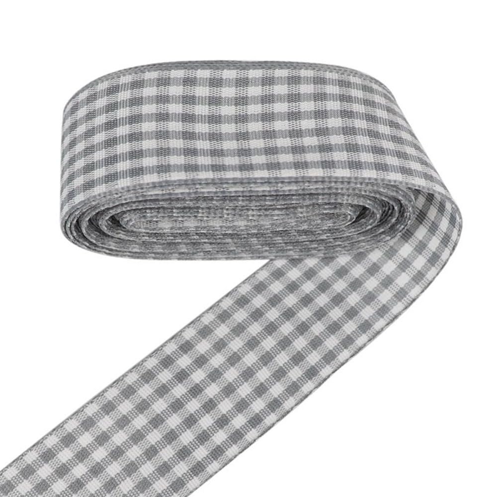Gingham Ribbon Plaid Ribbon for Gift Wrapping Party Wedding Christmas Decoration (Gray,1 (25mm) x 10 Yards)