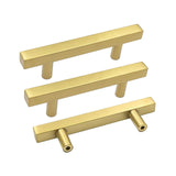 goldenwarm Gold Cabinet Pulls Brushed Brass Cabinet Handles - LS1212GD90 Square Bar Handles Bathroom Kitchen Furniture Hardware 