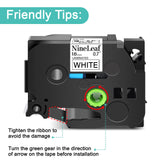 NineLeaf 2 Pack Compatible for Brother P-Touch Label Maker Tape TZe-241 TZe241 TZ-241 TZ241 Black on White 18mm 0.7 Inch Laminat