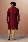 Manyavar Kurta Set For Men, Full Sleeves Mandarin Collar Ethnic Kurta Sets For Engagement, Wedding, Party Kurta Set Art Silk (Ma