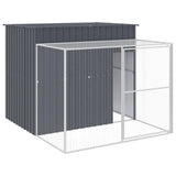 vidaXL Dog House, Dog Kennel with Run, Dog Cage with Lockable Door and Latch, Pet House for Small Animals, Anthracite Galvanised
