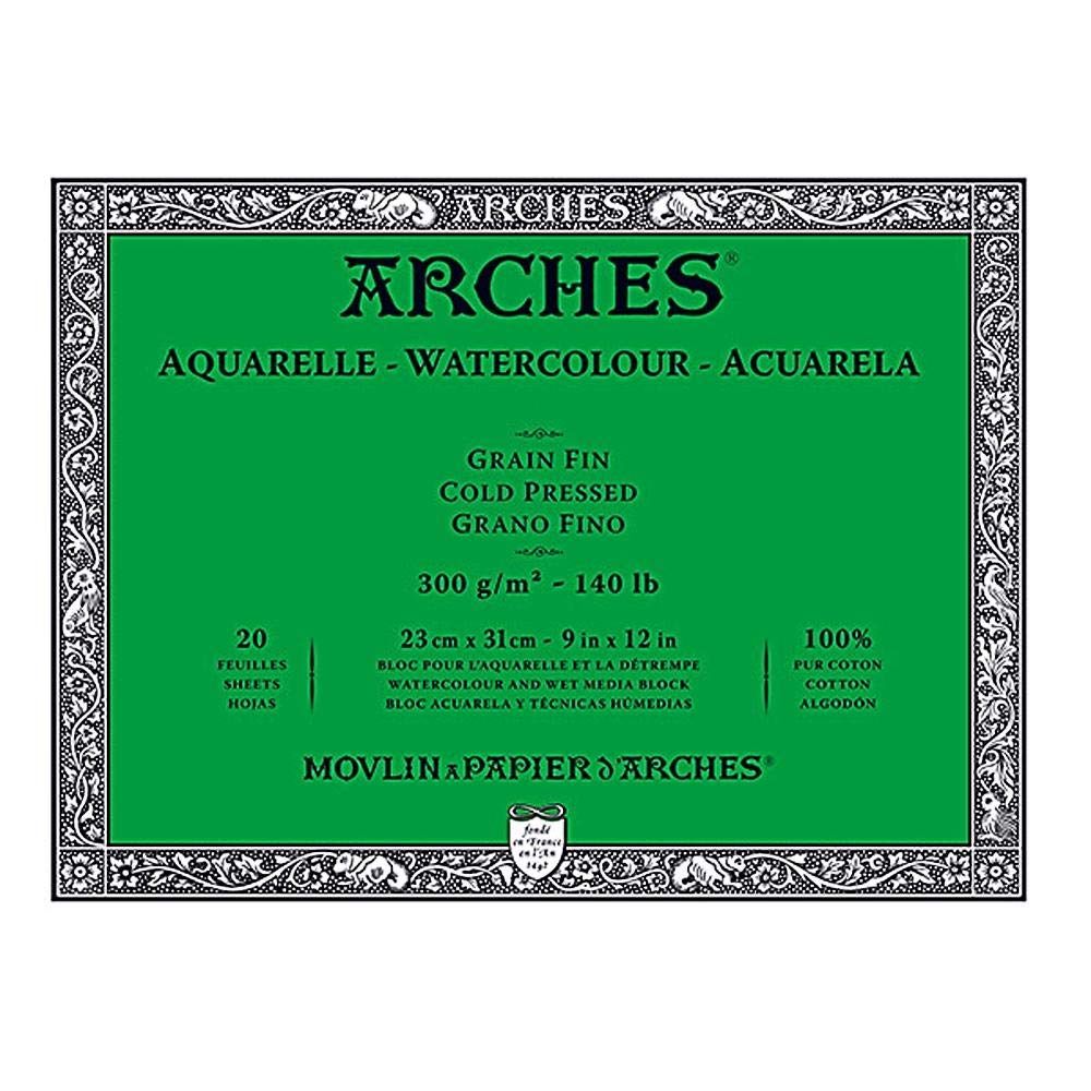 Arches Watercolor Paper Block, Cold Press, 9'' X 12'', 140 Pound