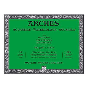 Arches Watercolor Paper Block, Cold Press, 9'' X 12'', 140 Pound