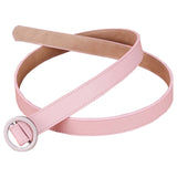 Romp Fashion Women Pink P.U Leather Round Buckle Belt For Casula And Formal Ladies Dress