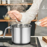 15 Quart Stainless Steel Saucepan with Pour Spout, Saucepan with glass Lid, 6 cups Burner Pot with Spout - for Boiling Milk, Sau