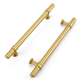 Haliwu 10 Pack Gold Cabinet Handles Brushed Brass Drawer Pulls for Kitchen Hardware Handles Barrel Dresser Cabinet Pulls,6-1/4 i