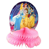 Set of 2 Cartoon Princess Birthday Decoration Table Centerpiece | 3D Honeycomb Party Decor for Girls | Fantasy Theme Party Suppl