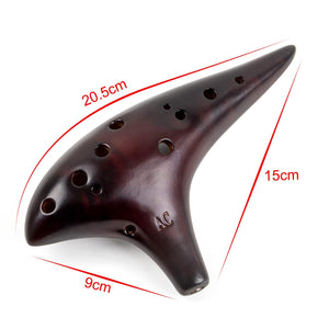 AKLOT Ocarina 12 Holes Alto C Smokey Straw Fired Ceramic Ocarinas with Protective Bag Starter Song Booklet for Kid Adult Beginne
