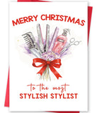 Funny Hair Stylist Christmas Card, Unique Christmas Card Gifts for Hairdressers, Happy Holiday Appreciation Cards for Hair Styli