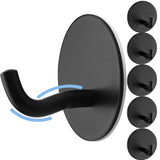 Uvish Matte Black Adhesive Towel Hooks 6 Pack Heavy Duty Wall Hooks for Hanging Robes, Loofah, Towels, Clothes Coat Hooks Stick 