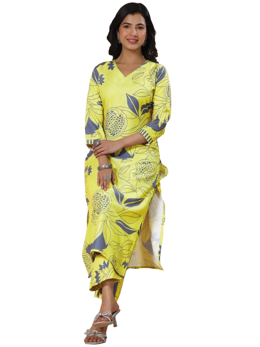 Anni Designer Women'S Rayon Blend Straight Printed Kurta With Palazzo (Anaar-Green-Nws_S_Green_Small),Green,S,,,
