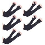 Xjarvis Men & Women Uv Protection Hand Sleeves With Thumb Hole Arm Sleeves For Unisex Sun Protection Sleeves For Running Cricket Hand Cover For Bike Riding Pack Of 5 (Black),5 Pair- Black Color,,B0CVS17K96