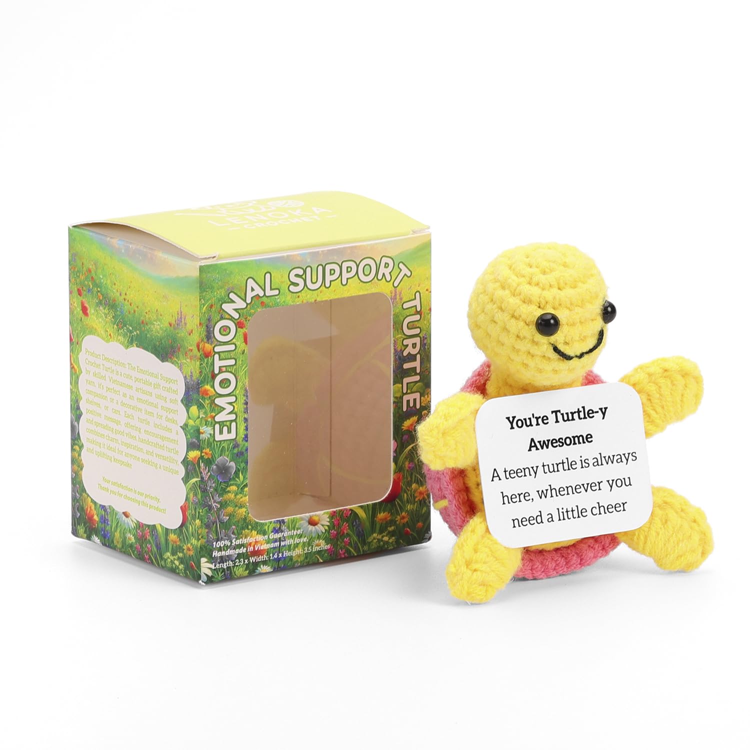 Lenoke Crochet/Cute Mini Emotional Support Turtle Handmade Gift - Perfect Emotional Support Gifts for Friends, Students, and Wom