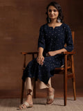 Libas Women'S Cotton Ethnic Motifs Straight Kurta (29182O Blue Blue S