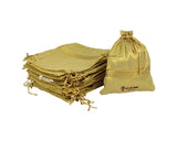 GoldGiftIdeas Gold Foil Embellished Potli Pouches with Golden Lace, Potli Bags for Return Gifts, Party Favor Gift Bags, Gift Pou