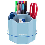 SITSRA 360 Rotating Pen Stand 5 Grid Pen Holder, Desk Supplies Storage Organizer for Pens & Pencils, Cute Pencil Cup Pot for Hom