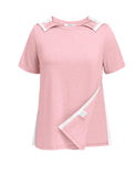 Deyeek Women Post Shoulder Surgery Shirts Recovery Tear Away Full Side Snap-Open Dialysis Shirt Loose Comfortable Short Sleeve C