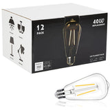 winsaLED 12 Pack LED Edison Bulbs 40 Watts Equivalent, 4 Watt LED Vintage Light Bulb, 2700K Soft White ST19 Light Bulb, 350LM E2