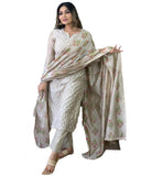 Gosriki Women'S Cotton Blend Embroidered Straight Kurta With Pant & Dupatta (Mysuru-Cream-Nw-Gs_Xxl_Cream_Xx-Large),Cream,2,B0BR83BYV5