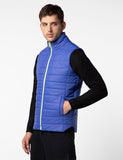 Fyltr Men'S Sleeveless Puffer Jacket With Neon Trims - Stand Collar | Full Zipper | Side Pockets | Shaped Hem,Sapphire Serenity,Sapphire Serenity,S