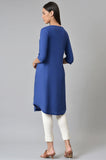W For Woman Women'S Viscose Solid Regular Kurta (22Few17320-216898_Cobalt Blue_L)
